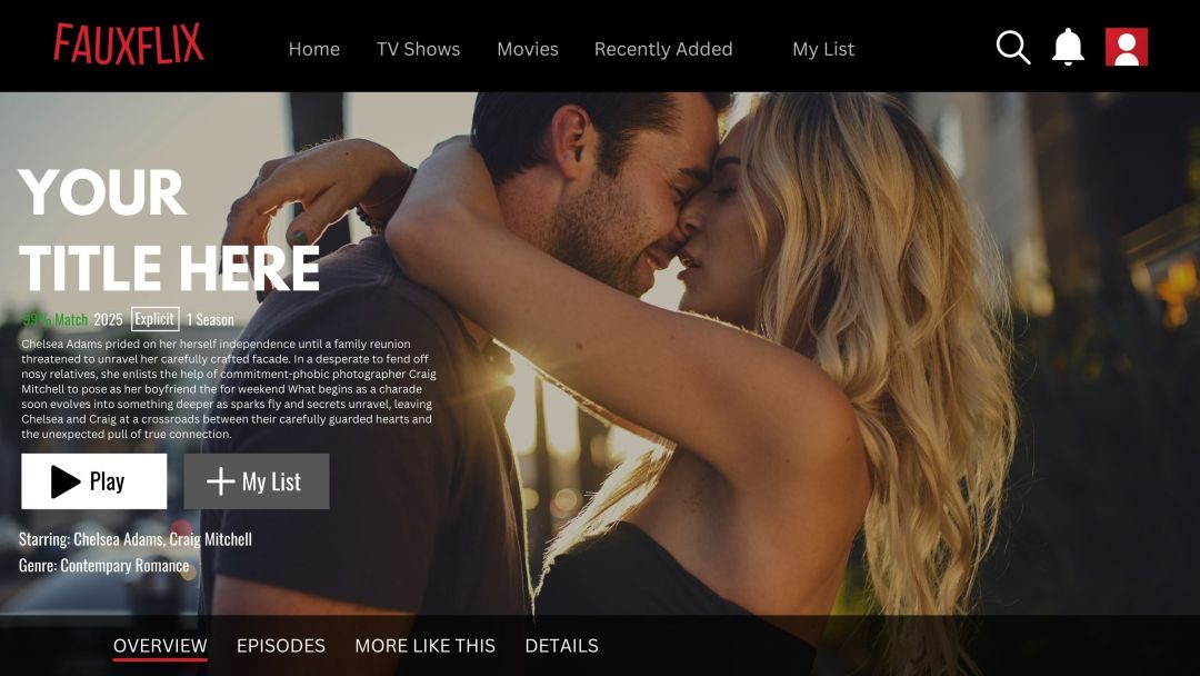 a netflix template that has a woman and a man hugging up close 