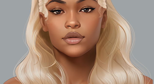 A gorgeous light skinned Black woman with light wheat blonde hair.  